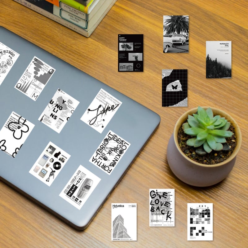 Σετ αυτοκόλλητων κολάζ τέχνης, 60 τεμάχια, αυτοκόλλητα με κόλλα, σκανδιναβικό στυλ, εκτύπωση — Tu Yu