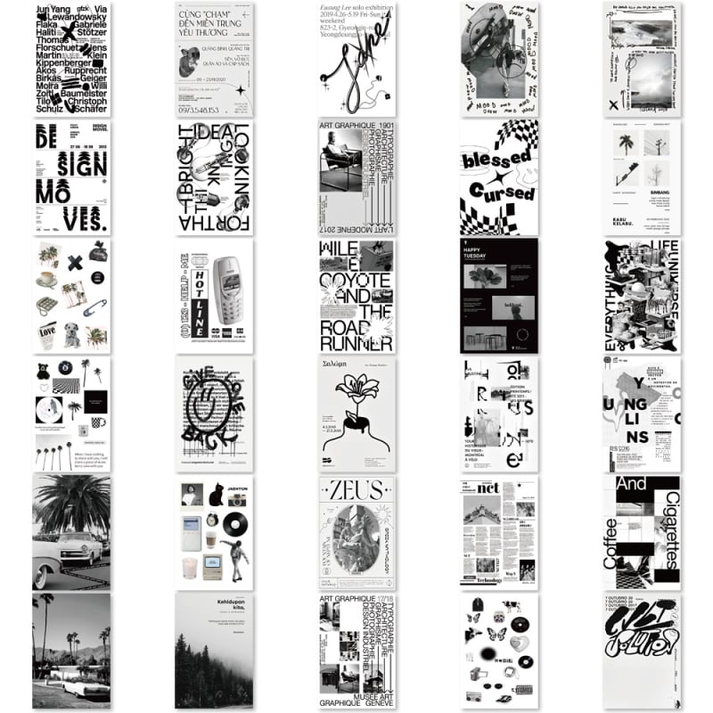 Σετ αυτοκόλλητων κολάζ τέχνης, 60 τεμάχια, αυτοκόλλητα με κόλλα, σκανδιναβικό στυλ, εκτύπωση — Tu Yu