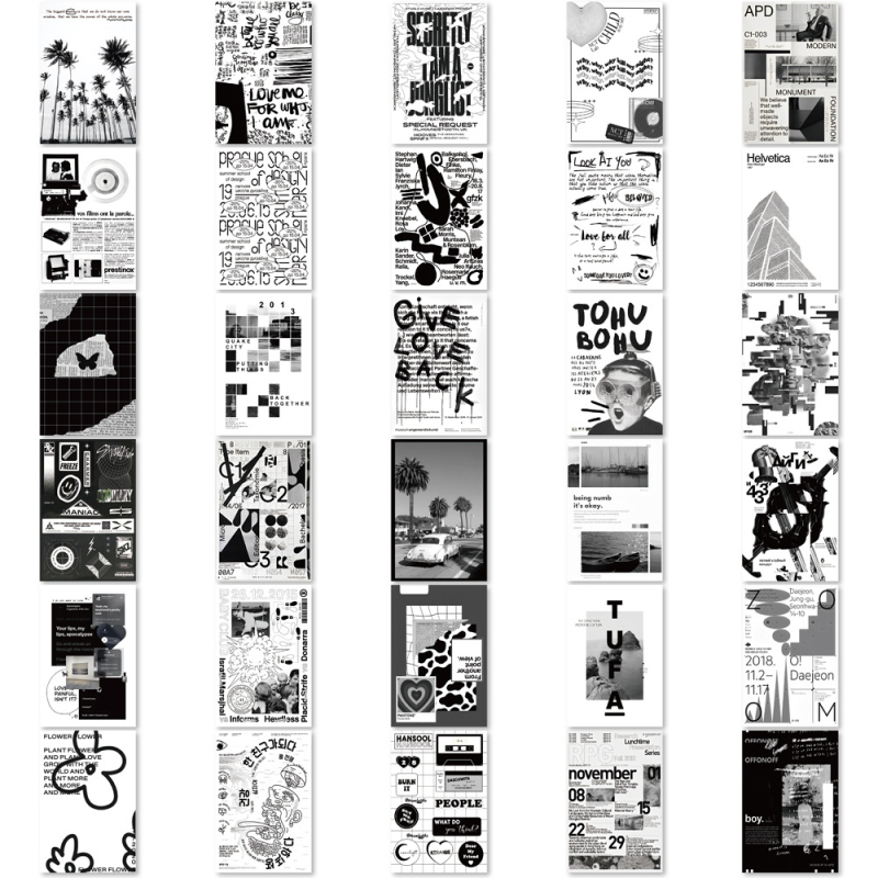 Σετ αυτοκόλλητων κολάζ τέχνης, 60 τεμάχια, αυτοκόλλητα με κόλλα, σκανδιναβικό στυλ, εκτύπωση — Tu Yu