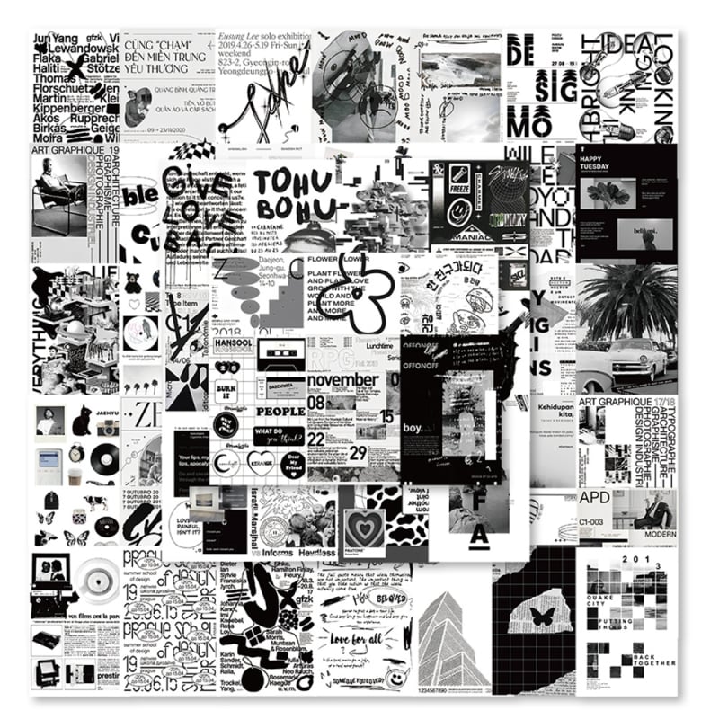 Σετ αυτοκόλλητων κολάζ τέχνης, 60 τεμάχια, αυτοκόλλητα με κόλλα, σκανδιναβικό στυλ, εκτύπωση — Tu Yu