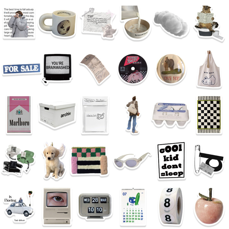 Σετ αυτοκόλλητων 57 τεμαχίων, αδιάβροτα αυτοκόλλητα, Tu Yu, σκανδιναβικό στυλ