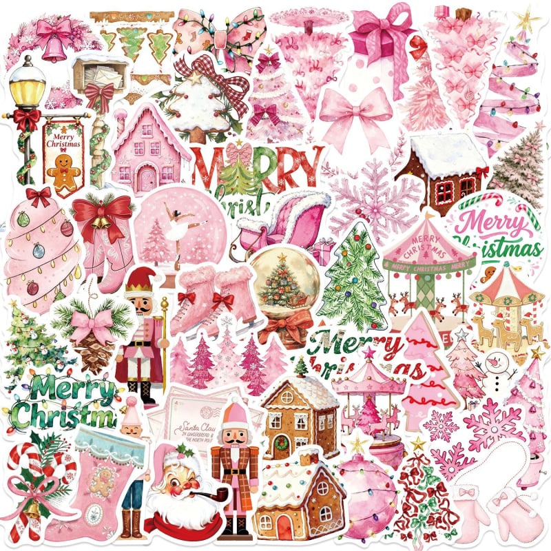 Painted Crow 50 φύλλα DIY χριστουγεννιάτικα αυτοκόλλητα για θήκη κινητού και αποσκευών – αδιάβροτη εκτύπωση, καλλιτεχνικό στυλ κινουμένων σχεδίων