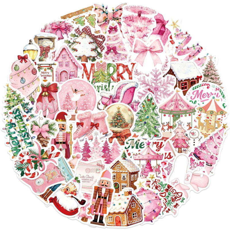 Painted Crow 50 φύλλα DIY χριστουγεννιάτικα αυτοκόλλητα για θήκη κινητού και αποσκευών – αδιάβροτη εκτύπωση, καλλιτεχνικό στυλ κινουμένων σχεδίων