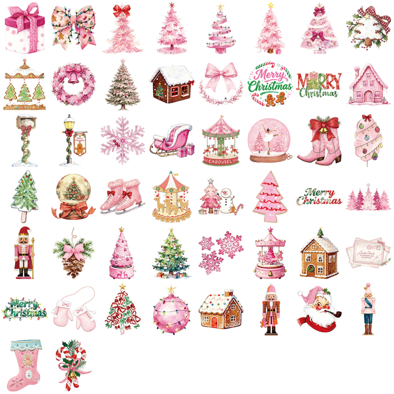 Painted Crow 50 φύλλα DIY χριστουγεννιάτικα αυτοκόλλητα για θήκη κινητού και αποσκευών – αδιάβροτη εκτύπωση, καλλιτεχνικό στυλ κινουμένων σχεδίων