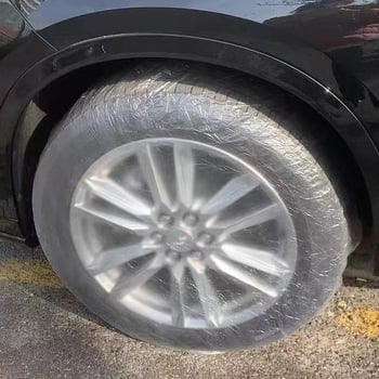 Vienkartinis PE plastiko universalus apsauginis dangtelis ratlankiams ir padangoms automobilių plovimui