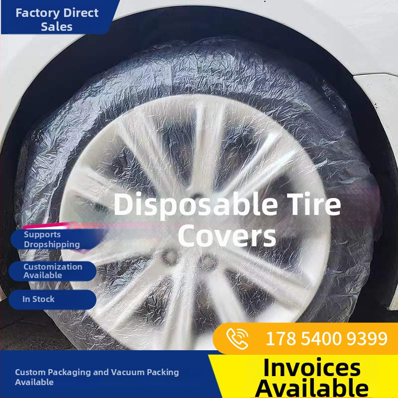 Vienkartinis PE plastiko universalus apsauginis dangtelis ratlankiams ir padangoms automobilių plovimui