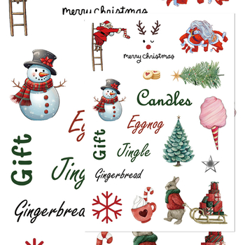 8 τεμάχια χριστουγεννιάτικα αυτοκόλλητα κολλάζ για διακόσμηση θήκης τηλεφώνου και σημειωματάριου – αδιάβροχο υλικό DIY, εκτύπωση σε γλυκό στυλ