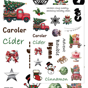 8 τεμάχια χριστουγεννιάτικα αυτοκόλλητα κολλάζ για διακόσμηση θήκης τηλεφώνου και σημειωματάριου – αδιάβροχο υλικό DIY, εκτύπωση σε γλυκό στυλ