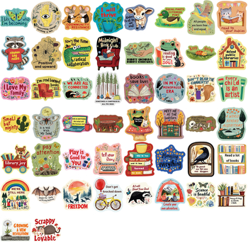 Set od 50 retro graffiti naljepnica za DIY dekor za kućište telefona i prtljagu – lako se lijepi, vodootporno, tisak, Painted Crow marka, crtani stil