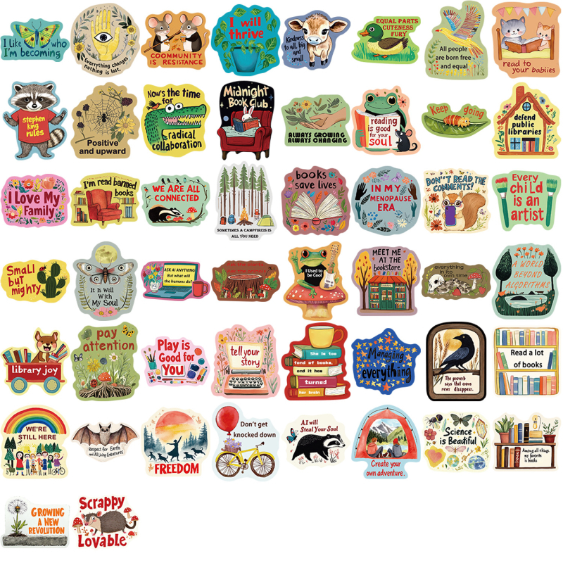 Set od 50 retro graffiti naljepnica za DIY dekor za kućište telefona i prtljagu – lako se lijepi, vodootporno, tisak, Painted Crow marka, crtani stil