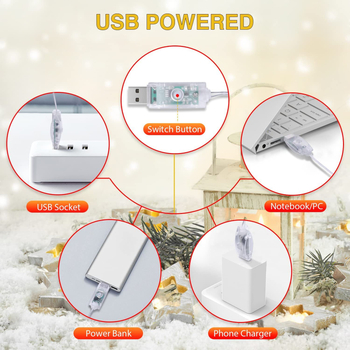 Rézdrótos LED-sor távirányítóval - 100 LED, 5V bemenet, USB táplálás, IP65 védelem, 4000 lm