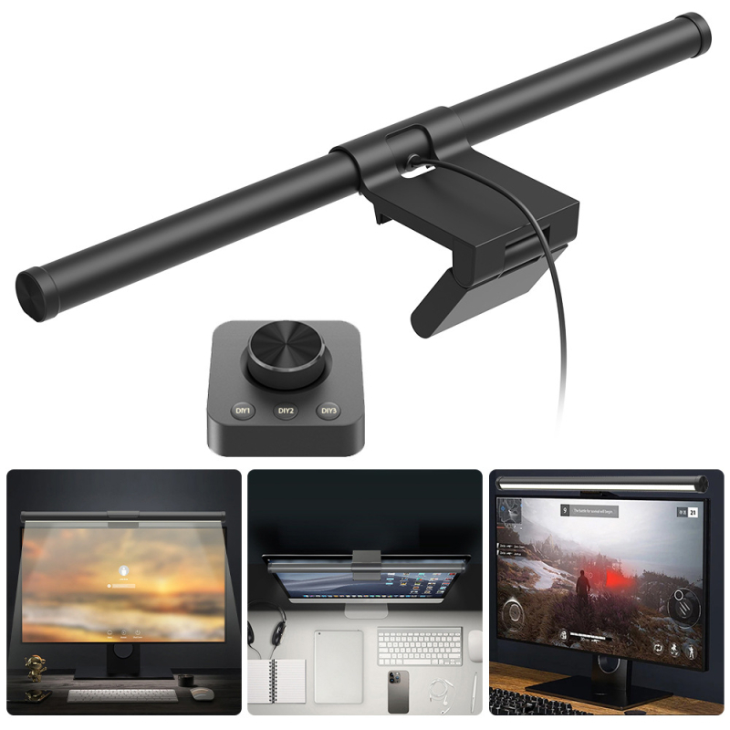 LED monitoram karājama gaisma ar tālvadības pulti, USB barošana, regulējams spilgtums