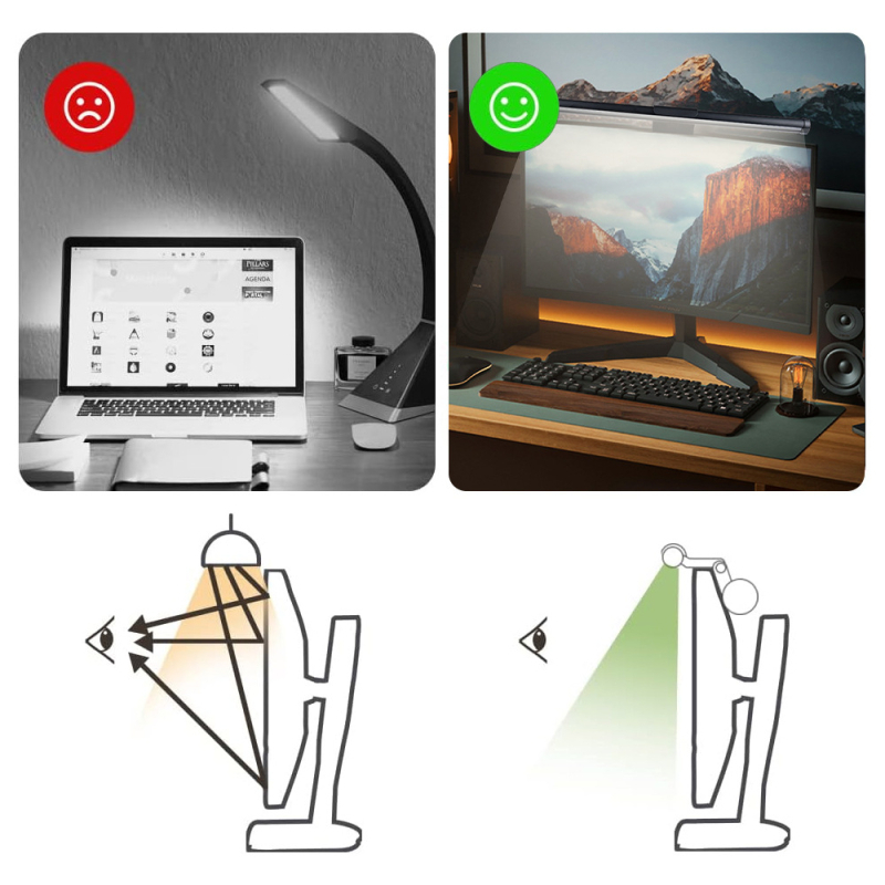 LED monitoram karājama gaisma ar tālvadības pulti, USB barošana, regulējams spilgtums
