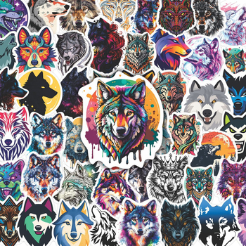 Set od 50 naljepnica s graffiti vukom, PVC vodootporne, tiskane, za kufere, futrole za telefon i bilježnice
