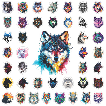 Set od 50 naljepnica s graffiti vukom, PVC vodootporne, tiskane, za kufere, futrole za telefon i bilježnice