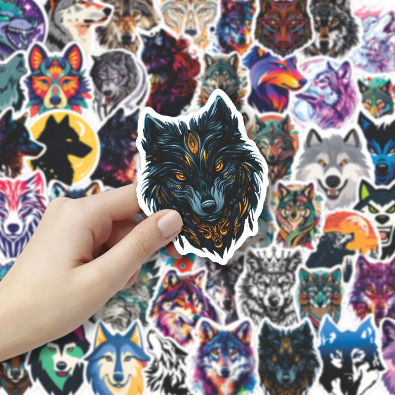 Set od 50 naljepnica s graffiti vukom, PVC vodootporne, tiskane, za kufere, futrole za telefon i bilježnice