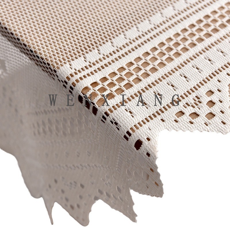 Stolni ubrus u europskom stilu s izrezanom čipkom za kavni stol, bež boje, 33×114 cm, geometrijski uzorak