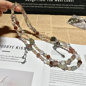 Narukvica od jagodnog kristala s perlama — ručno izrađeni kristalni nakit za žene, osvježavajući i sladak stil, perle u obliku srca i geometrijskih oblika