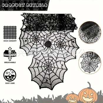 Halloween čipkasti stolni runner s uzorkom mreže, poliester, prilagodljiv, za dnevni boravak, restoran ili komercijalne prostore