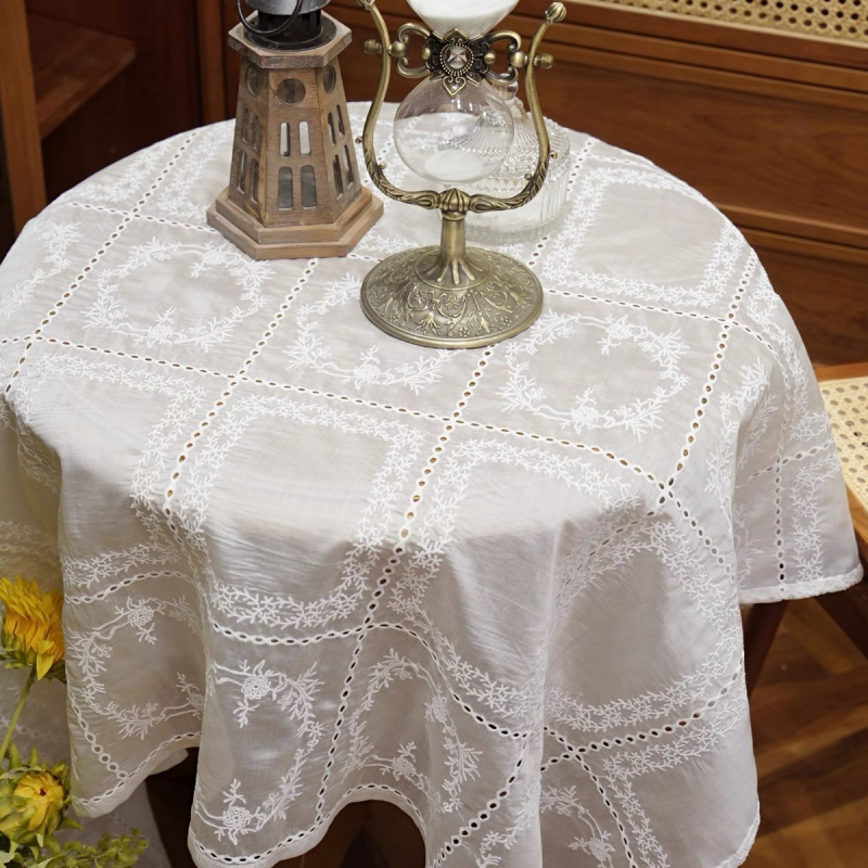 Francuski vintage palača stil – reljefna izšivena prozirna tkanina, zaštita od prašine za klavir, dekorativni kvadratni stolnjak s cvjetnim uzorkom