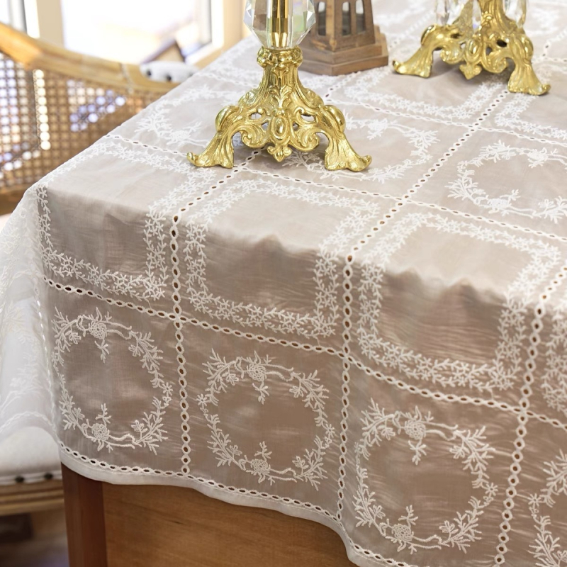 Francuski vintage palača stil – reljefna izšivena prozirna tkanina, zaštita od prašine za klavir, dekorativni kvadratni stolnjak s cvjetnim uzorkom
