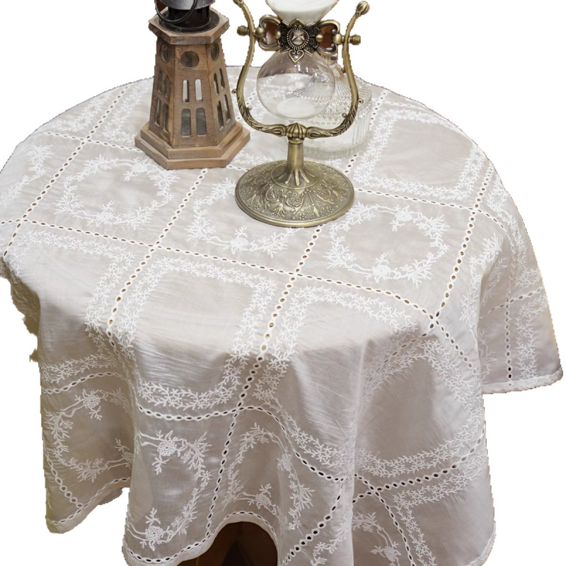 Francuski vintage palača stil – reljefna izšivena prozirna tkanina, zaštita od prašine za klavir, dekorativni kvadratni stolnjak s cvjetnim uzorkom