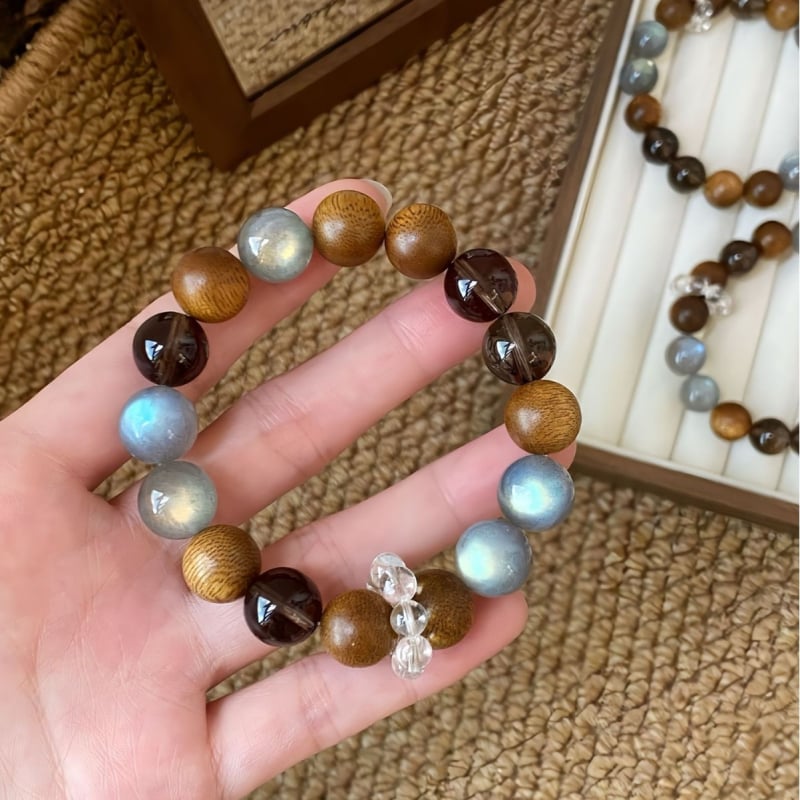 Brățară geometrică din cristale naturale, mărgele de cristal, lucrată manual, Liangxu Jewelry, unisex, stil retro literar