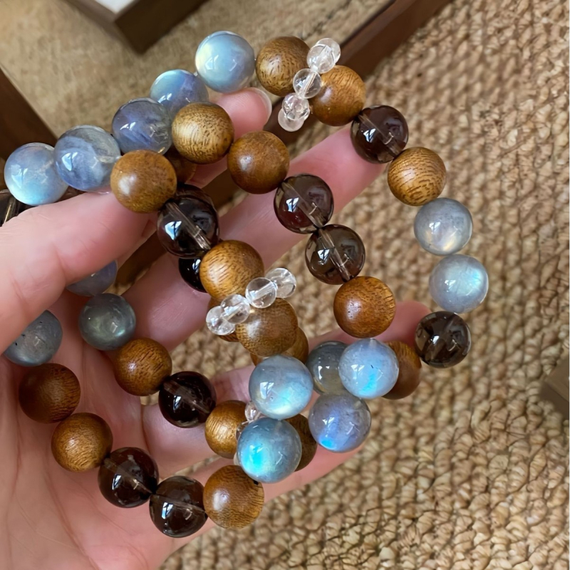 Brățară geometrică din cristale naturale, mărgele de cristal, lucrată manual, Liangxu Jewelry, unisex, stil retro literar