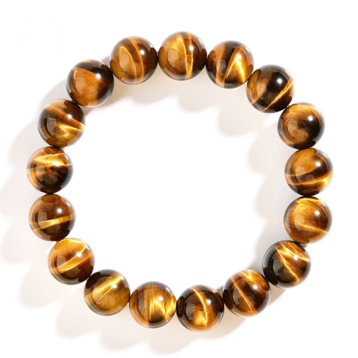 Brățară Keya din piatră Tiger Eye, cu mărgele rotunde - unisex, stil natural, mărgele răspândite