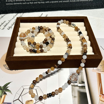 Brățară din cristal natural cu mărgele, lucrată manual, stil feminin, natură, forme: coroană, inimă, stea