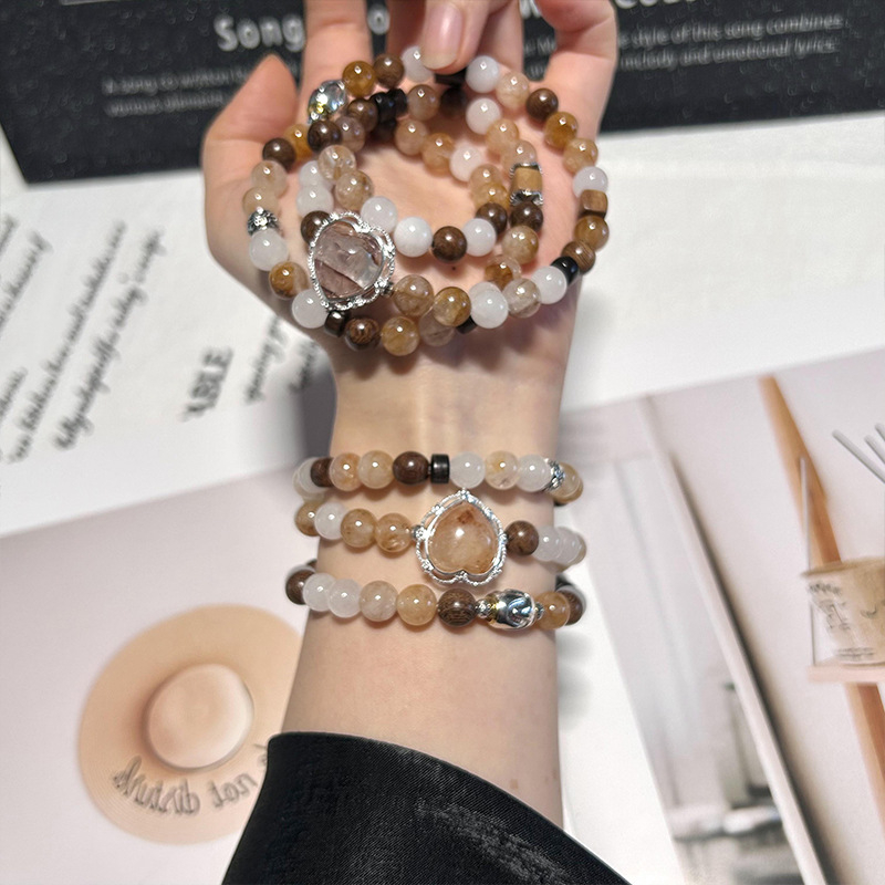 Brățară din cristal natural cu mărgele, lucrată manual, stil feminin, natură, forme: coroană, inimă, stea