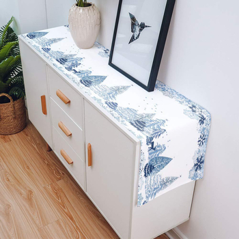 Runner de masă cu model floral, din fibre poliester, stil retro, decor personalizabil pentru living și dining