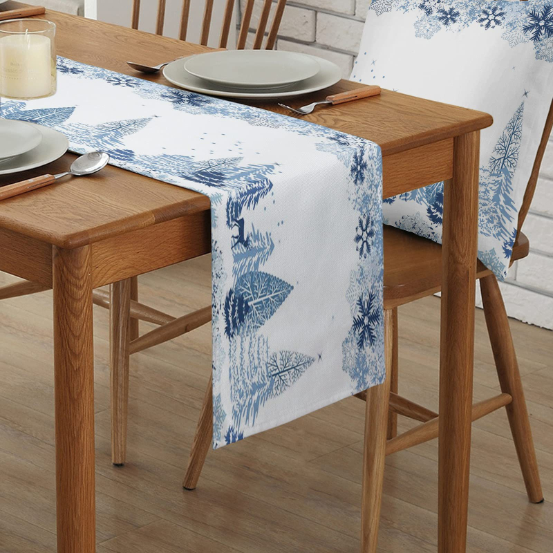 Runner de masă cu model floral, din fibre poliester, stil retro, decor personalizabil pentru living și dining