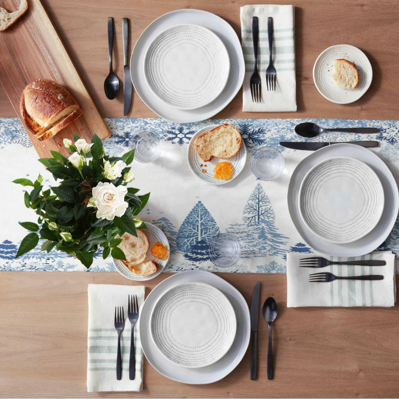 Runner de masă cu model floral, din fibre poliester, stil retro, decor personalizabil pentru living și dining