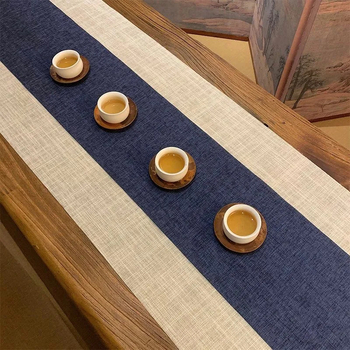 Table Runner za čaj – PVC vodootporna podloga, poliester podstava, jednobojni uzorak, Zen stil, Novi kineski stil