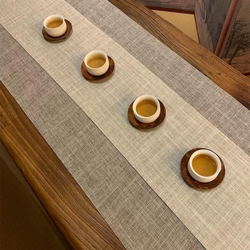 Table Runner za čaj – PVC vodootporna podloga, poliester podstava, jednobojni uzorak, Zen stil, Novi kineski stil
