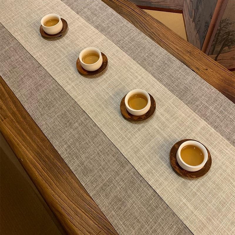 Table Runner za čaj – PVC vodootporna podloga, poliester podstava, jednobojni uzorak, Zen stil, Novi kineski stil