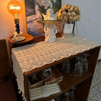 Runner de masă în stil franțuzesc, crochet, 70% bumbac / 30% poliester, brand Yijia