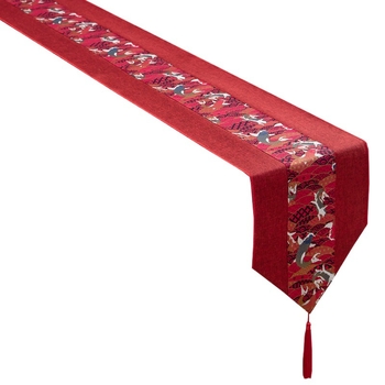 Față de masă pentru nuntă în stil chinezesc, pătrată, material mătase cu flori, model 69850, stil universal