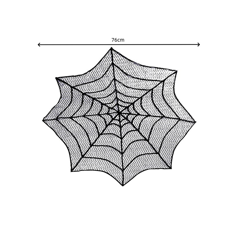 Kružni stolnjak za Noć vještica, crni mreža pauka, geometrijski uzorak, moderan minimalistički stil