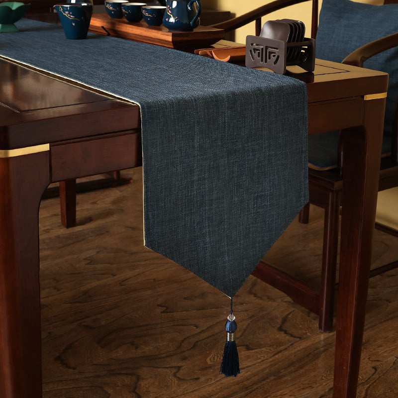 Табличен флаг за маса — Нов китайски стил, еднотонна тъкан, 60% полиестер, 10% лен, персонализация налична