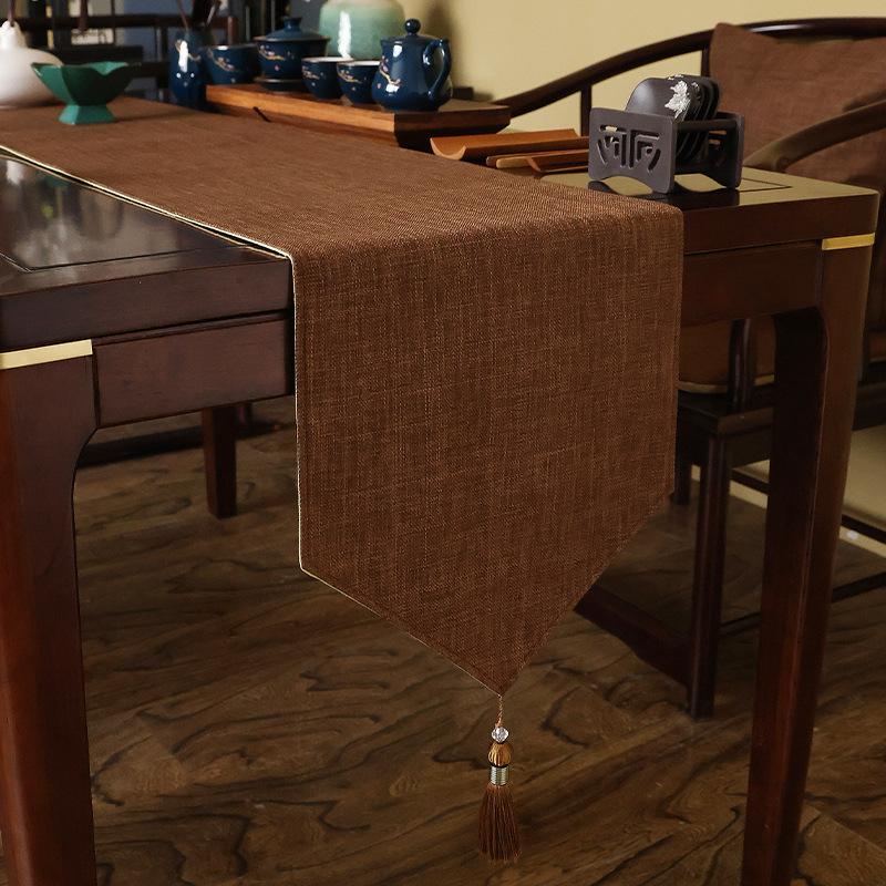 Табличен флаг за маса — Нов китайски стил, еднотонна тъкан, 60% полиестер, 10% лен, персонализация налична