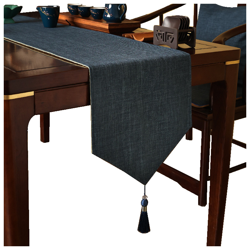 Табличен флаг за маса — Нов китайски стил, еднотонна тъкан, 60% полиестер, 10% лен, персонализация налична