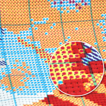 Комплект за кръст бод: пейзаж край морето с лодки и къщи, 11CT плат, екологичен памук, за хол и спалня