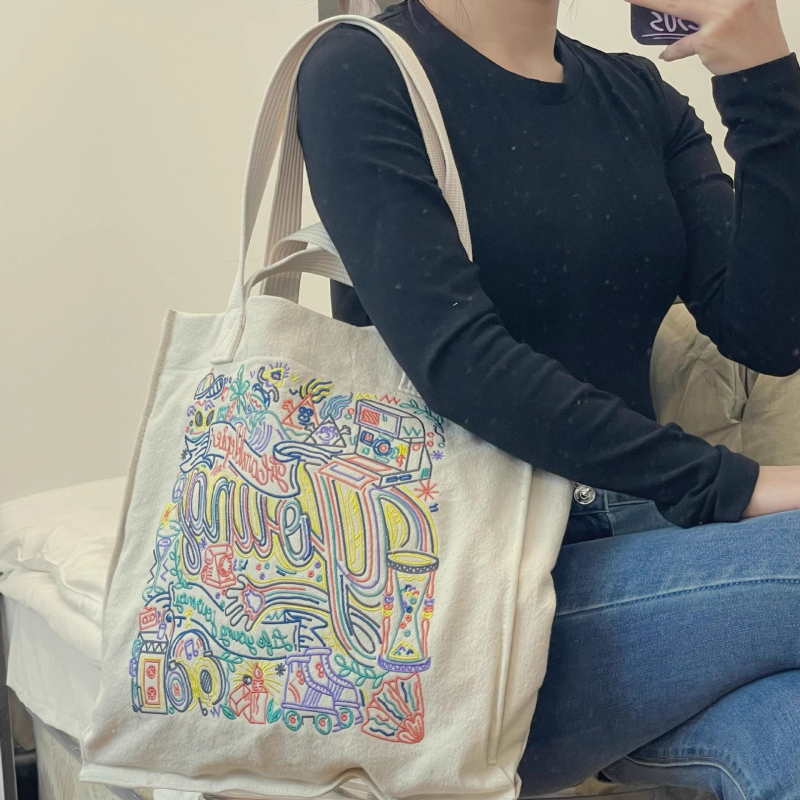 Našivena platnena tote torba, velika kapaciteta, svakodnevna gradska upotreba, street style