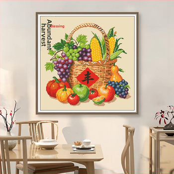 Set križni šiv za dnevni boravak, platno 11-count, kineski stil motiv, Pet žitarica obilja