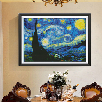 Križićni set za šivanje: Noćna slika s zvijezdama Van Gogha, mala dekorativna viseća slika za DIY šivanje