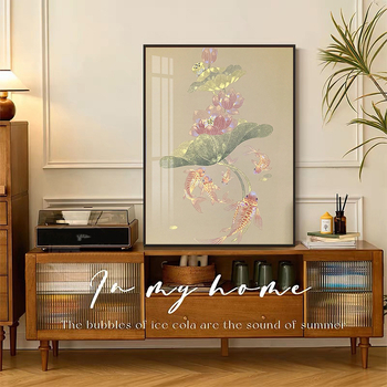 Set za križno šivanje: Lotus Koi – motiv biljaka i cvijeća, platno 9-ct, plastična podloga, novi kineski stil