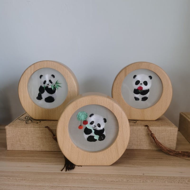 Ručni Panda sa Sichuan vezom, dvostruko izvezena, dekorativna figurica, kulturno-kreativan suvenir za konferencije