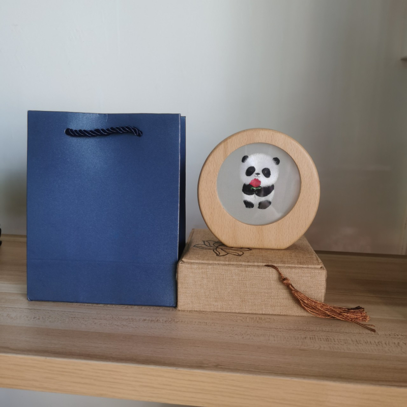 Ručni Panda sa Sichuan vezom, dvostruko izvezena, dekorativna figurica, kulturno-kreativan suvenir za konferencije